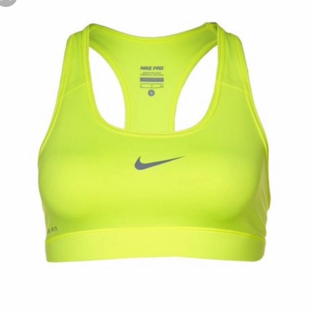 Neon Yellow Nike Dri Fit Sports Bra